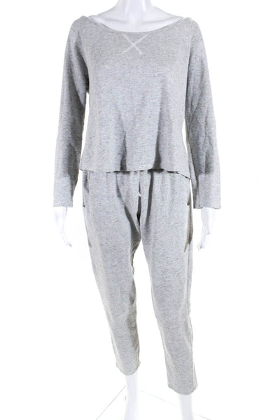 Eberjey Womens Boat Neck Long Sleeve Pajamas Lounge Set Gray Size Small