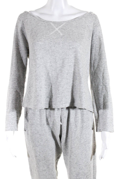 Eberjey Womens Boat Neck Long Sleeve Pajamas Lounge Set Gray Size Small