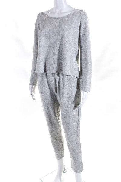 Eberjey Womens Boat Neck Long Sleeve Pajamas Lounge Set Gray Size Small