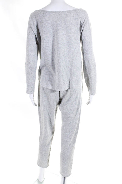 Eberjey Womens Boat Neck Long Sleeve Pajamas Lounge Set Gray Size Small