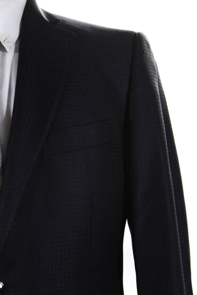 Lab Pal Zileri Mens Houndstooth Jacquard Two Button Blazer Jacket Navy Size 42