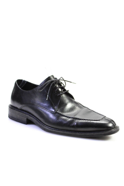 Cole Haan Mens Almond Toe Leather Derby Dress Shoes Black Size 10.5