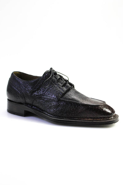 Tardini Mens Leather Apron Almond Toe Cuban Heel Derby Dress Shoes Brown Size 8