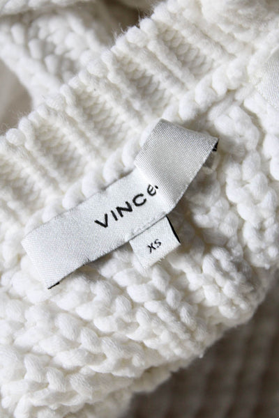 Vince Womens Cotton Thick-Knit Split Hem Pullover Crewneck Sweater White Size XS