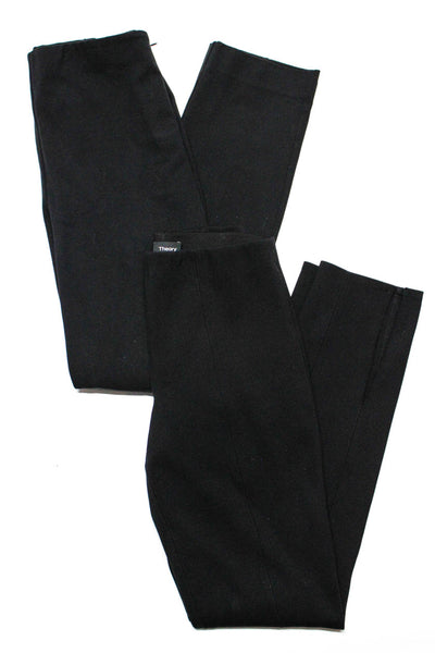 Theory Womens Side Zip Ankle Slit Top Stitch Dress Pants Black Size P 2 Lot 2