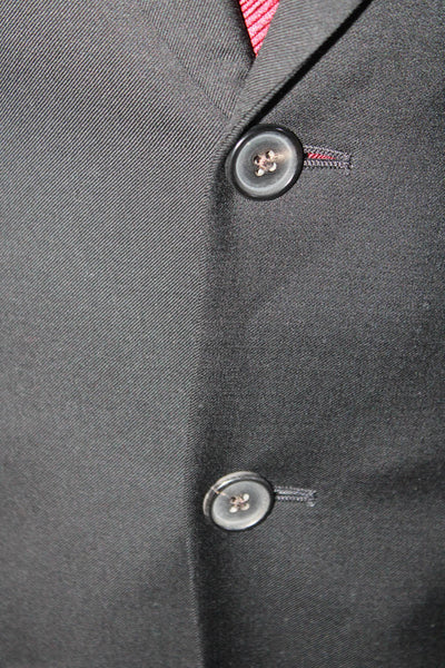 Paul Smith Mens Notch Collar Long Sleeve Button Up Suit Jacket Black Size 40