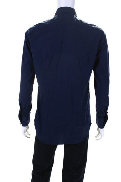 Etro Mens Button Down Long Sleeves Comfort Dress Shirt Navy Blue Size 39