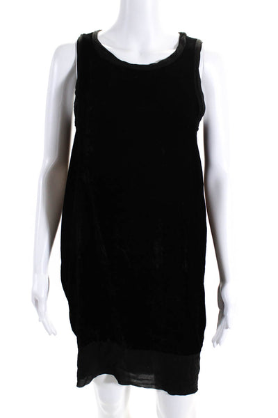 Clu Womens Solid Black Velour Scoop Neck Sleeveless Shift Dress Size XS