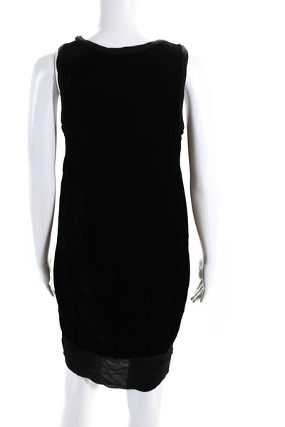 Clu Womens Solid Black Velour Scoop Neck Sleeveless Shift Dress Size XS