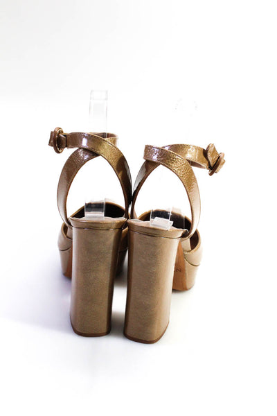Alexandre Birman Womens Ankle Strap Vita Platform Pumps Brown Size 38.5 8.5