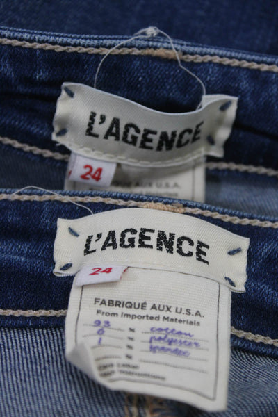 L'Agence Womens Marguerite Skinny Leg Jeans Blue Cotton Size 24 Lot 2