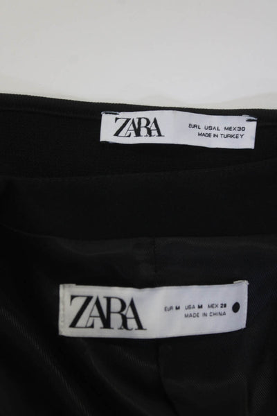 Zara Womens Blazer Black Scoop Neck Crop Long Sleeve Sweater Top Size L M Lot 2