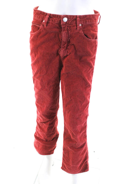Amo Womens Cotton Corduroy Five Pocket Mid-Rise Straight Leg Pants Red Size 29
