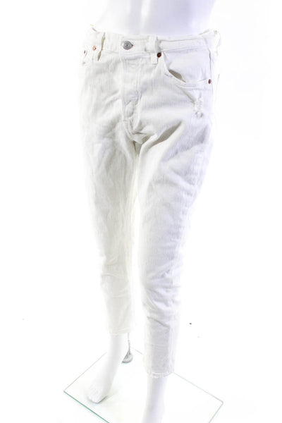 Levis Womens Cotton Five Pocket Button Fly Mid-Rise Skinny Jeans White Size 29