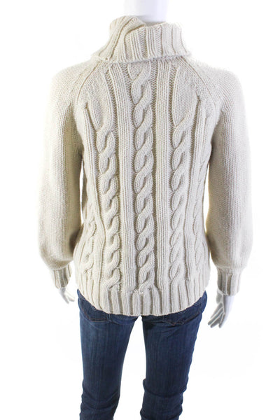 Toccin Womens Cable Knit Long Sleeve Pullover Turtleneck Sweater Beige Size XS