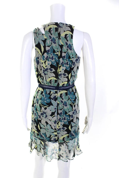 Charlotte Ronson Womens Floral Chiffon Lace Sheath Dress Blue Size 2 Lot 2