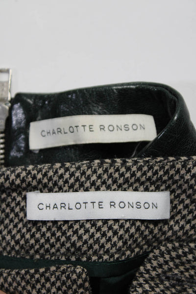 Charlotte Ronson Womens Faux Leather Plaid Pants Blazer Set Green Size 4 Lot 2