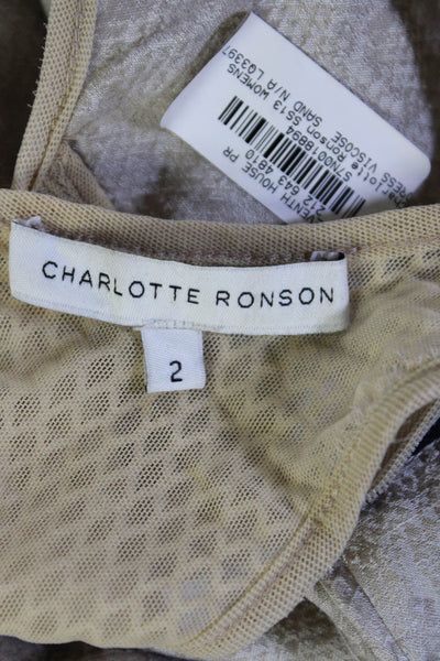 Charlotte Ronson Womens Mesh Satin Jacquard Sheath Dress Size 2 Lot 2