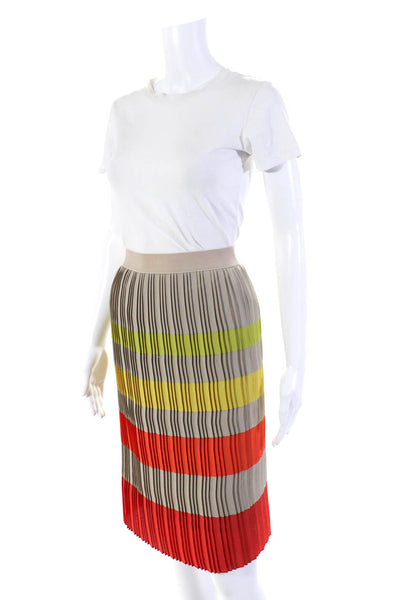 BCBGMAXAZRIA Womens Woven Pleated Striped Knee Length Skirt Multicolor Size M
