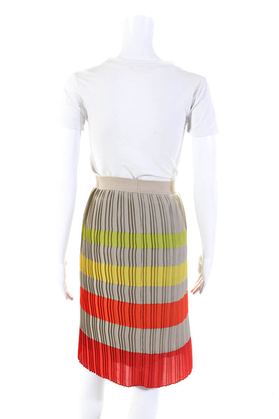 BCBGMAXAZRIA Womens Woven Pleated Striped Knee Length Skirt Multicolor Size M