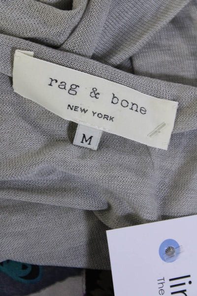 Rag & Bone Womens Buttoned Draped Back Tied Keyhole Cardigan Gray Size M
