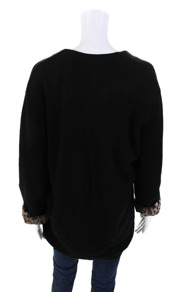 Joie Womens Knit V-Neck Button Up Longline Cardigan Sweater Black Size M