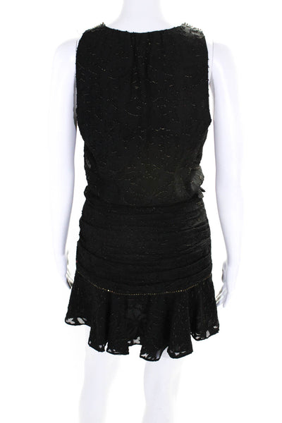 Ramy Brook Womens Black Beaded V-Neck Drape Detail Sleeveless Shift Dress Size 0