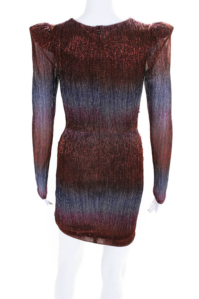 PatBO Womens Metallic Multicolor Textured V-Neck Long Sleeve Bodycon Dress Size2