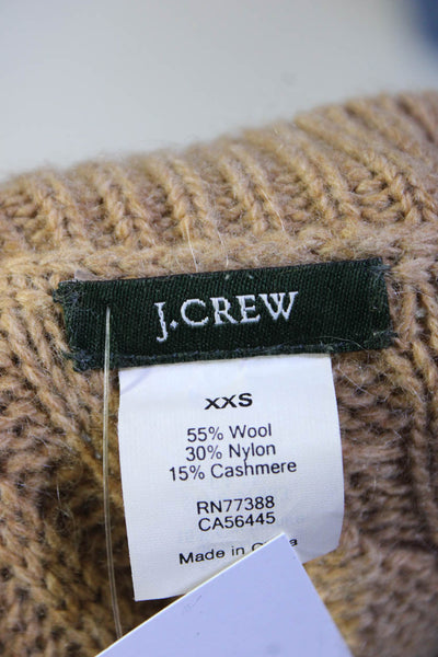 J Crew Women's Wool Long Sleeve Cable Knit Sweater Dress Brown Size XXS