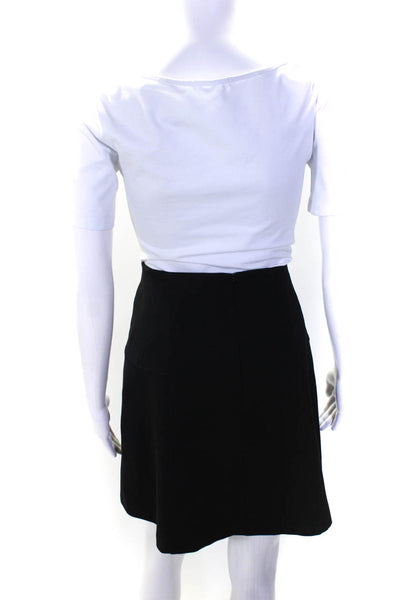 Nanette Lepore Women's Lined Topstitch A-line Skirt Black Size 8