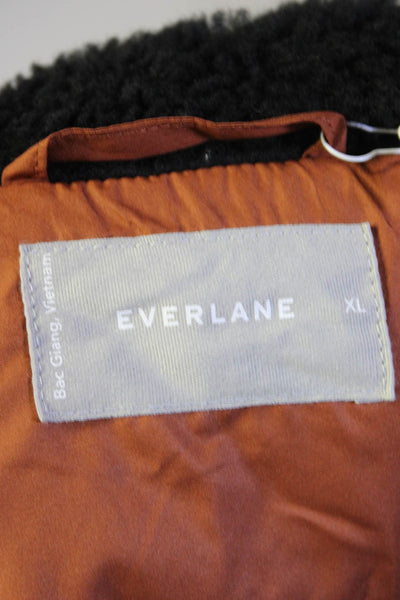 Everlane Mens The ReNew Fleece Bomber  Black Size B