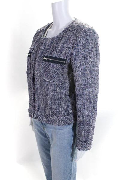 J Crew Womens Cotton Tweed Two Pocket Long Sleeve Bolero Jacket Purple Size 12