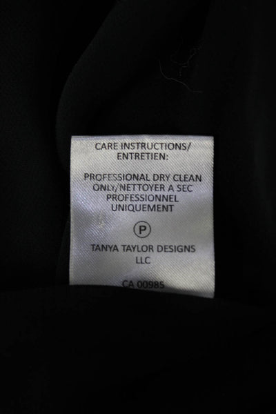 Tanya Taylor Womens Back Zip Abstract Chiffon Silk Dress Navy Blue Pink Size 6