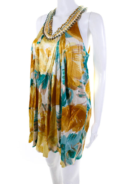 BCBGMAXAZRIA Women's Sleeveless Cowl Neck Printed Shift Dress Multicolor Size XS