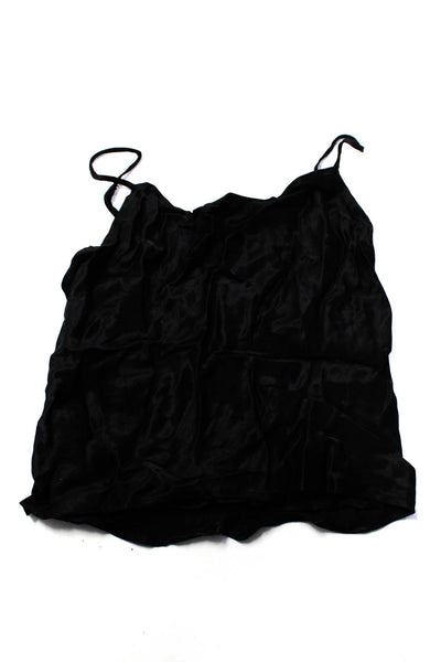 Free People Zara Womens Sheer Ruffled Pleat Short Sleeve Tops Black Size S Lot 2
