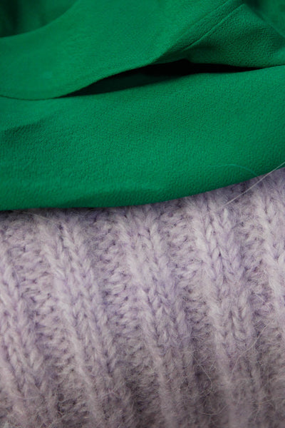Zara Womens Tied Knot High Low Long Sleeve Crop Top Sweater Green Size S Lot 2