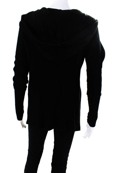 Splendid Womens Open Front Hooded Textured Long Sleeve Sweater Black Size XS