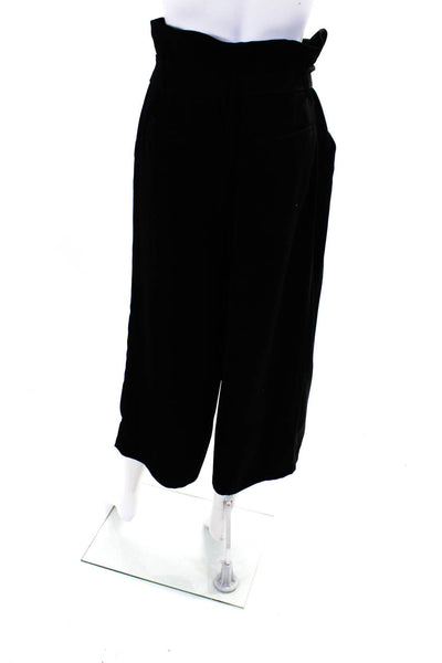 Michael Michael Kors Womens Paperbag Waist Wide Leg Capri Trousers Black Size 8