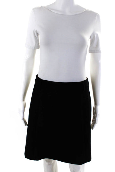 Set Womens Two Pocket Back Zip Lined Short A-Line Skirt Black Size 4