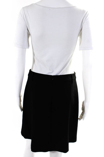 Set Womens Two Pocket Back Zip Lined Short A-Line Skirt Black Size 4