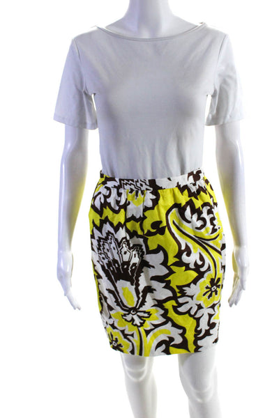 Milly Of New York Womens Yellow Cotton Floral Knee Length A-line Dress Size 4