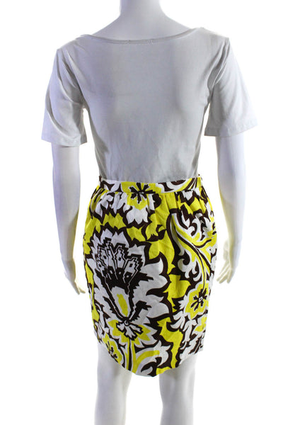 Milly Of New York Womens Yellow Cotton Floral Knee Length A-line Dress Size 4
