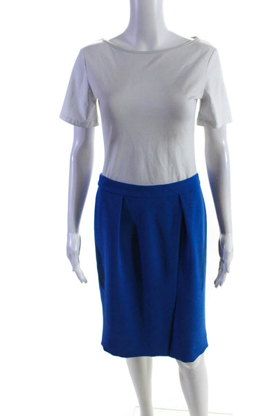 J Crew Womens Cobalt Blue Crepe Zip Back Knee Length Lined Pencil Skirt Size 2