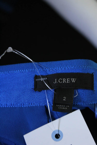 J Crew Womens Cobalt Blue Crepe Zip Back Knee Length Lined Pencil Skirt Size 2
