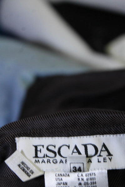Escada Womens Long Sleeve Sateen Twill Button Up Shirt Blouse Brown Size EU 34