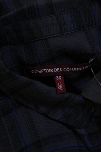 Comptoir Des Cotonniers Womens Gray Cotton Long Sleeve Button Down Shirt Size 36