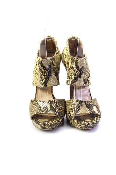 Jimmy Choo Womens Brown Snakeskin Open Toe High Heels Sandals Shoes Size 7.5