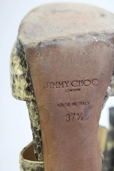 Jimmy Choo Womens Brown Snakeskin Open Toe High Heels Sandals Shoes Size 7.5