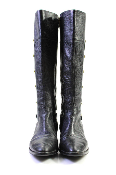 Michael Michael Kors Womens Side Zip Grain Leather Knee High Boots Black Size 7M