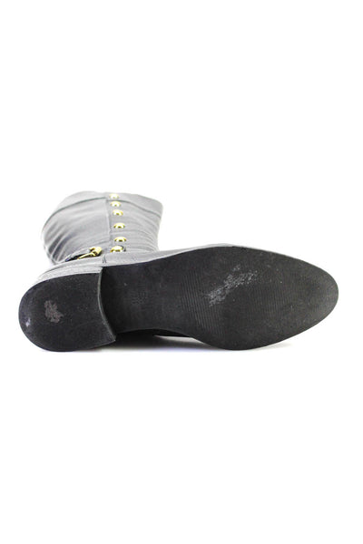 Michael Michael Kors Womens Side Zip Grain Leather Knee High Boots Black Size 7M